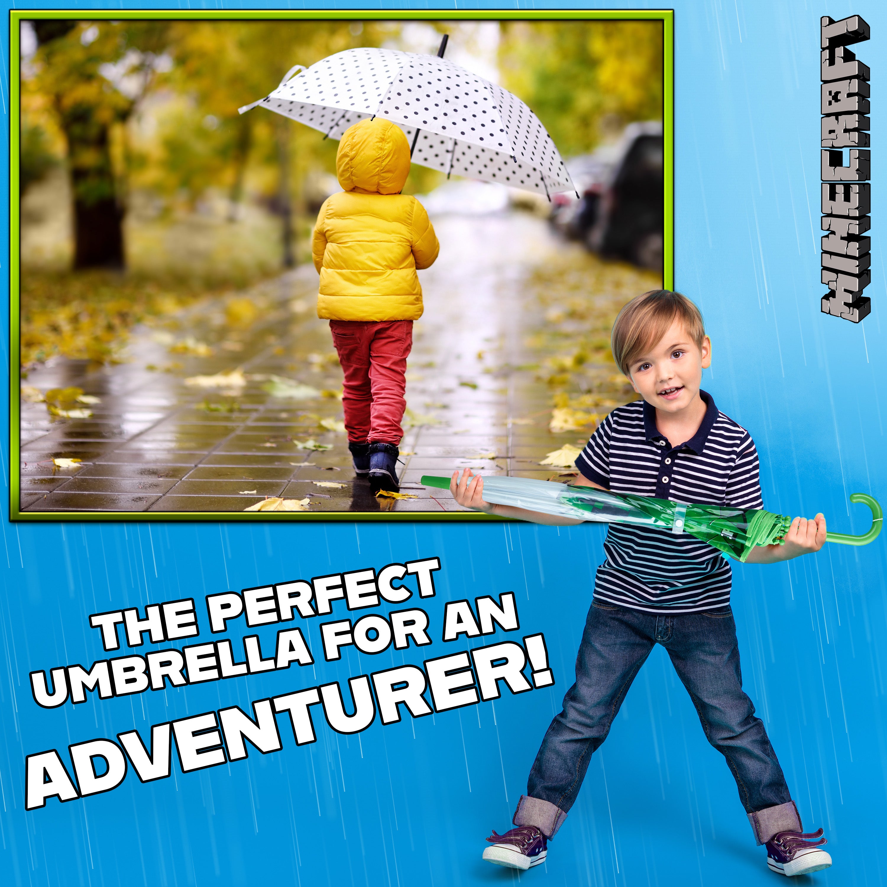 Minecraft Umbrella Kids Clear Dome Folding Umbrella - Get Trend