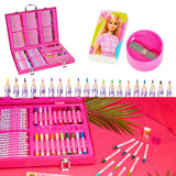 Barbie Art Supplies Set, 130+ Pcs Girls Drawing Colouring Travel Case