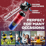 FC Barcelona Water Bottle with Straw Metal Water Bottle for Football Fans - Get Trend