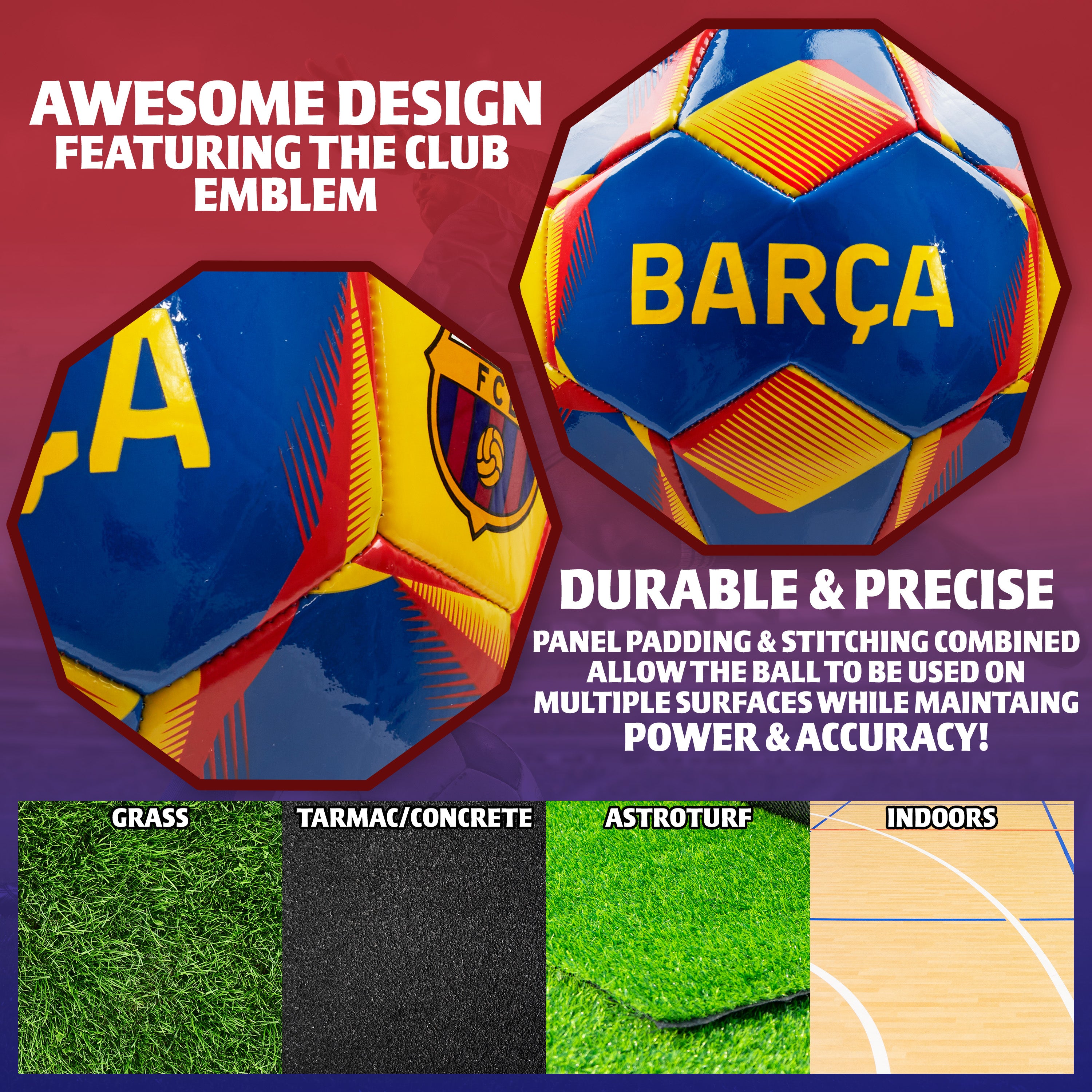 FC Barcelona Football - Soccer Ball for Adults & Teenagers - Size 5 - Get Trend