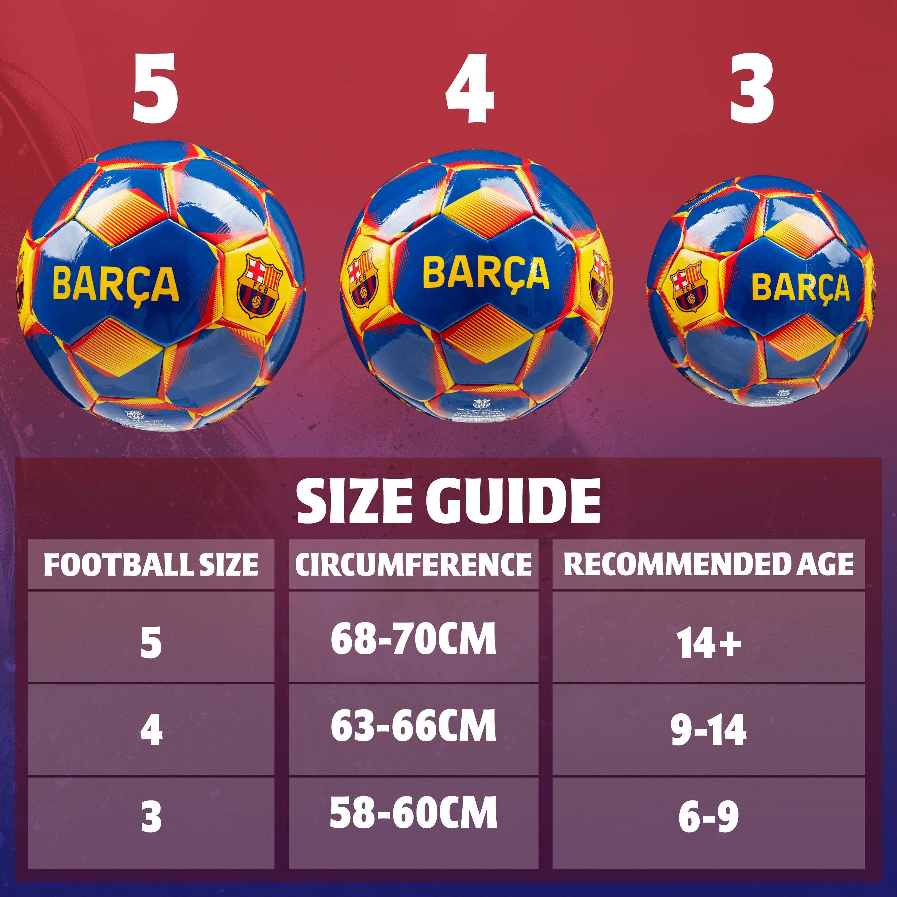 FC Barcelona Football - Soccer Ball for Adults & Teenagers - Size 3 - Get Trend