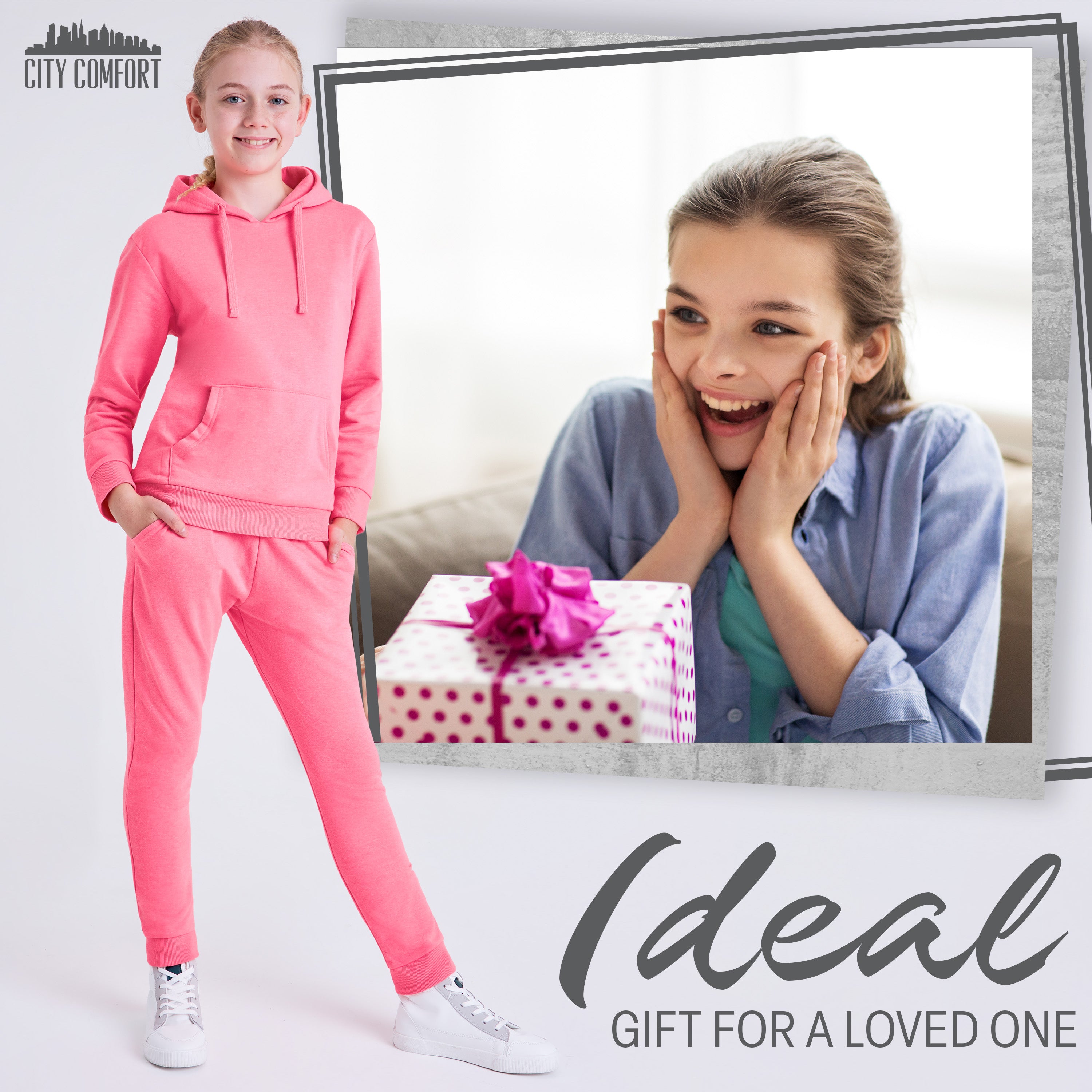 CityComfort Girls Tracksuit Set 2 Piece Jogging Bottoms and Hoodie Loungewear - Get Trend