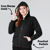 CityComfort Womens Hoodie with Fleece Lining Zip - Get Trend