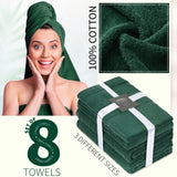 CityComfort Towel Set of 8, 100% Cotton 550GSM Absorbent Bathroom Towels Various Sizes