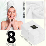 CityComfort Towel Set of 8, 100% Cotton 550GSM Absorbent Bathroom Towels Various Sizes