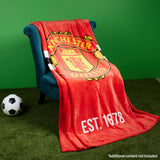 Manchester United F.C. Throw Blanket, 150cm x 127cm Soft Fleece Blanket