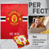 Manchester United F.C. Throw Blanket, 150cm x 127cm Soft Fleece Blanket