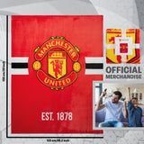 Manchester United F.C. Throw Blanket, 150cm x 127cm Soft Fleece Blanket