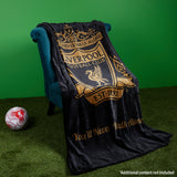 Liverpool F.C. Fleece Bed Blanket Soft Bed Throw 125 x 150cm Liverpool Gifts (Black)