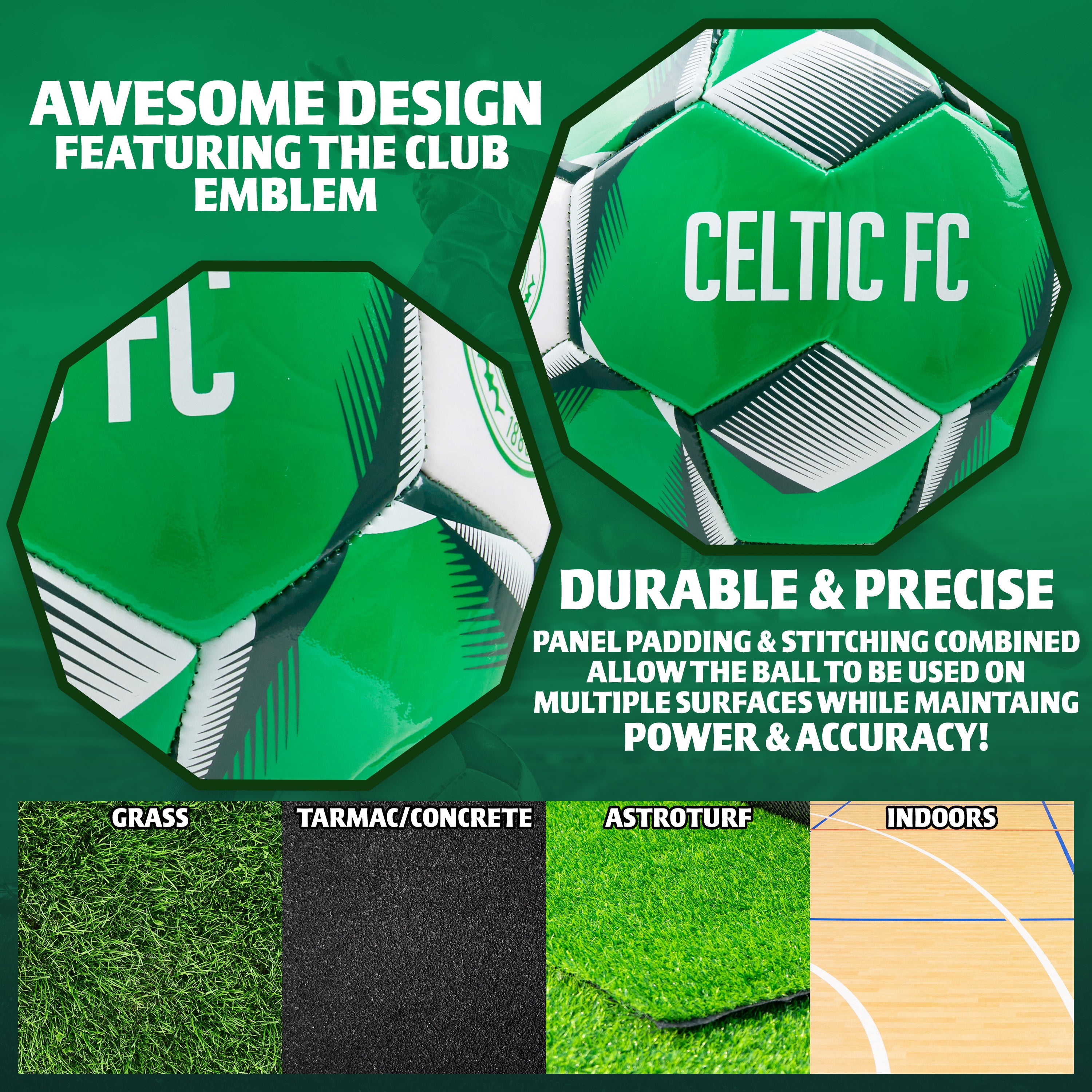 Celtic F.C. Football Soccer Ball for Adults & Teenagers - Size 3 - Get Trend