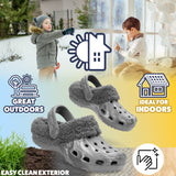 CityComfort Girls Winter Clogs Fleece Lining & Removable Charms, Kids Teens Garden Shoes Slip On with Strap