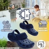 CityComfort Girls Winter Clogs Fleece Lining & Removable Charms, Kids Teens Garden Shoes Slip On with Strap