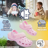 CityComfort Girls Winter Clogs Fleece Lining & Removable Charms, Kids Teens Garden Shoes Slip On with Strap