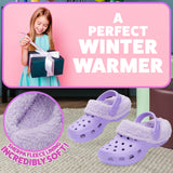 CityComfort Girls Winter Clogs Fleece Lining & Removable Charms, Kids Teens Garden Shoes Slip On with Strap