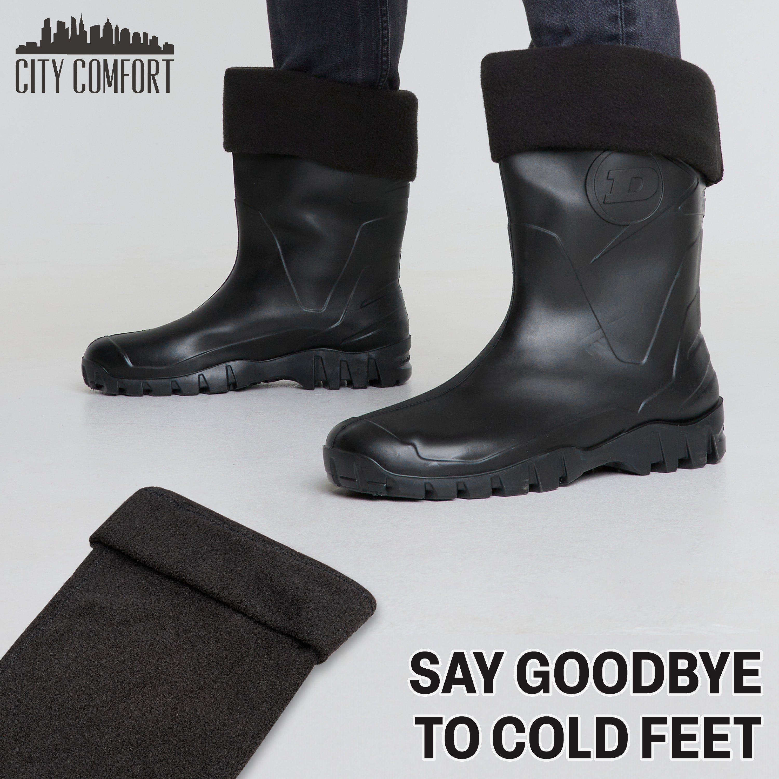 Boot Liner for Men and Teenagers - Warm Fleece Wellie Socks - Get Trend