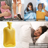 Hot Water Bottle Large 1.8L Rubber Hot Water Bottle - Yellow - Get Trend