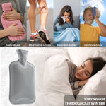 Hot Water Bottle Large 1.8L Rubber Hot Water Bottle - Grey - Get Trend