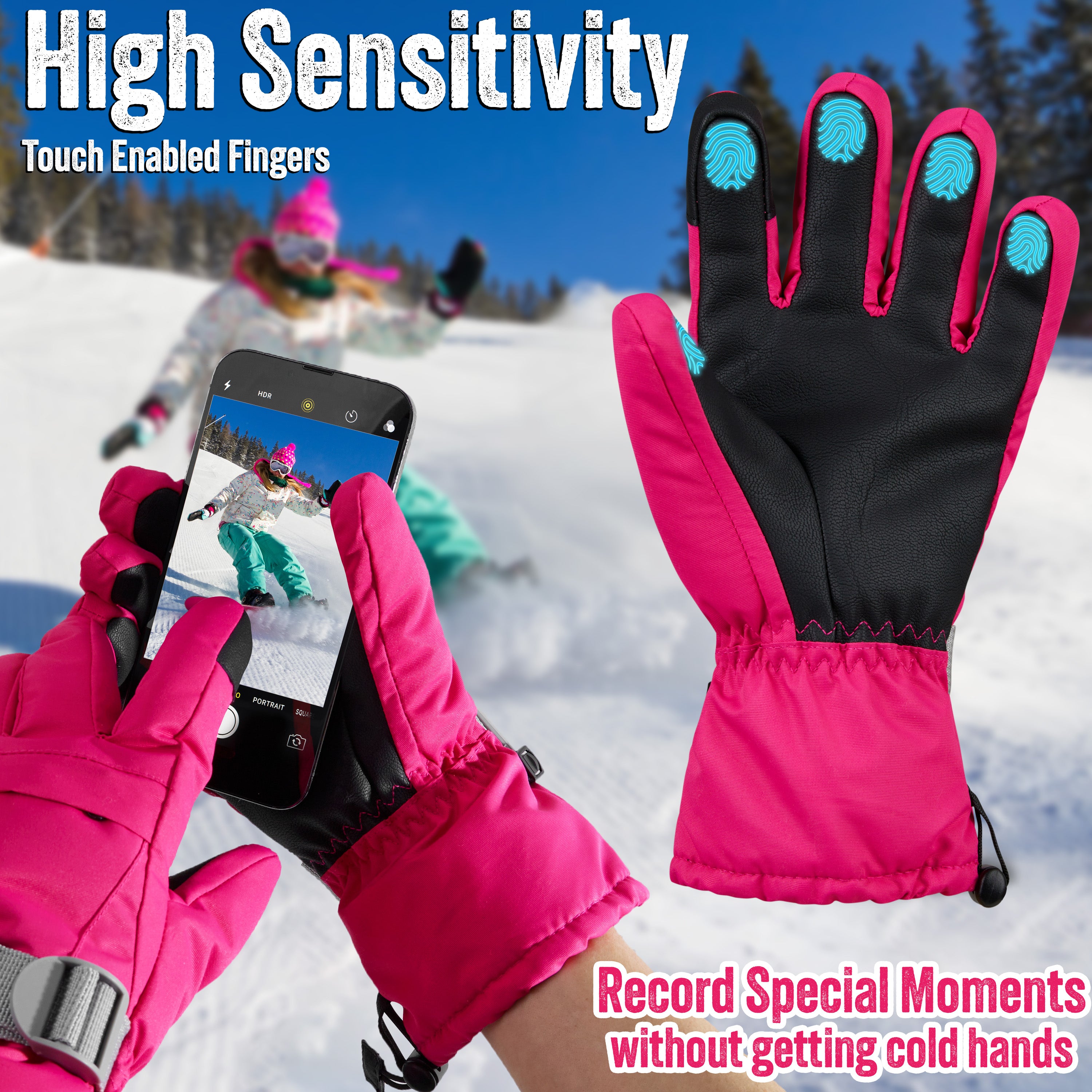 CityComfort Womens Skiing Gloves - Fleece Lined Touch Screen Gloves - Get Trend