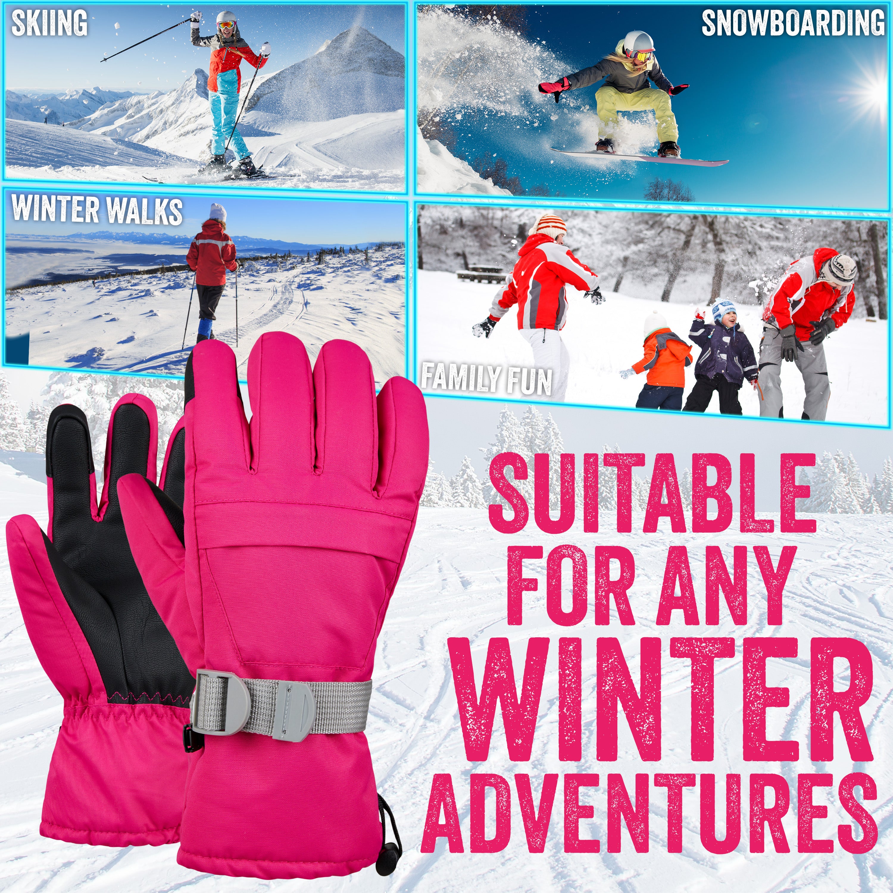 CityComfort Womens Skiing Gloves - Fleece Lined Touch Screen Gloves - Get Trend