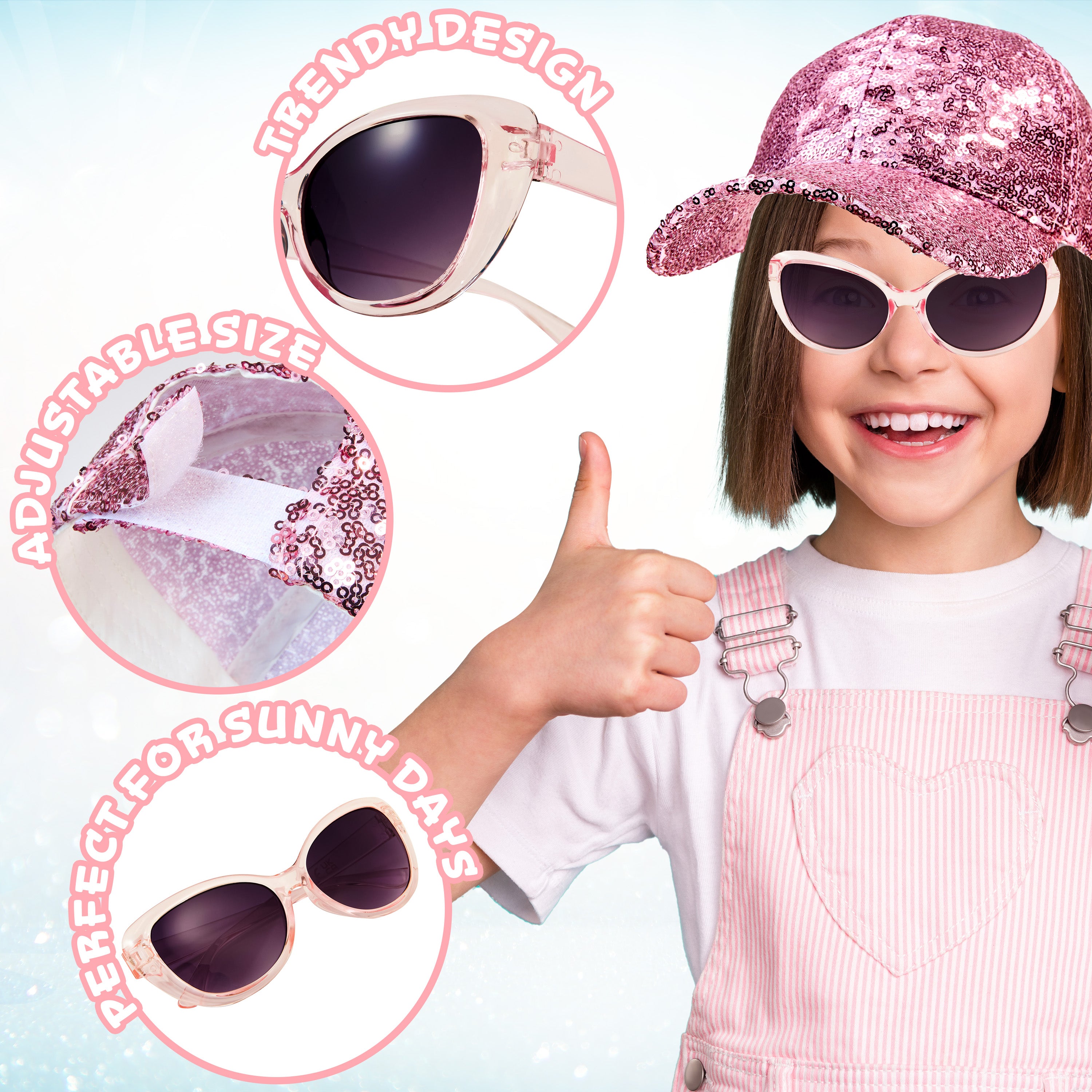 CityComfort Girls Cap and Sunglasses Set, Baseball Cap and UV Sunglasses - Get Trend