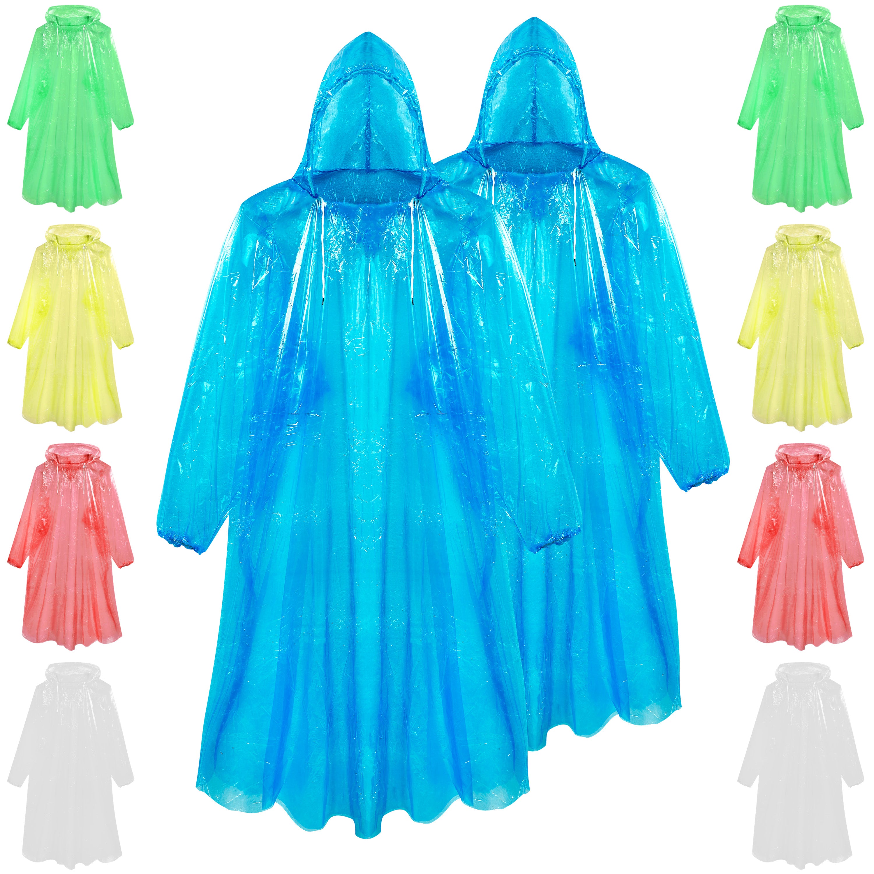 CityComfort Adults Rain Poncho - Disposable Transparent Waterproof Ponchos - 10 Pack - Get Trend