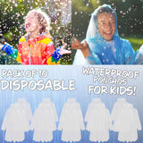 CityComfort Boys Rain Poncho Disposable Transparent Waterproof Ponchos Multipack