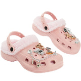 CityComfort Girls Clogs with Fleece Lining and Removable Charms, Garden Shoes