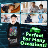 CityComfort Fleece Hoodie Blanket for Kids and Teenagers - Black/Multi - Get Trend