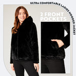 Womens Coat - Fluffy Zip Up Hooded Coat for Women - Get Trend