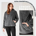 Womens Coat - Fluffy Zip Up Hooded Coat for Women - Get Trend