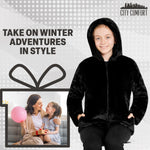 Girls Coat - Fluffy Hooded Zip Up Coat for Kids and Teenagers - Get Trend