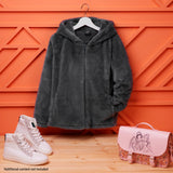 Girls Coat - Fluffy Hooded Zip Up Coat for Kids and Teenagers - Get Trend