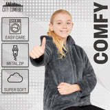 Girls Coat - Fluffy Hooded Zip Up Coat for Kids and Teenagers - Get Trend