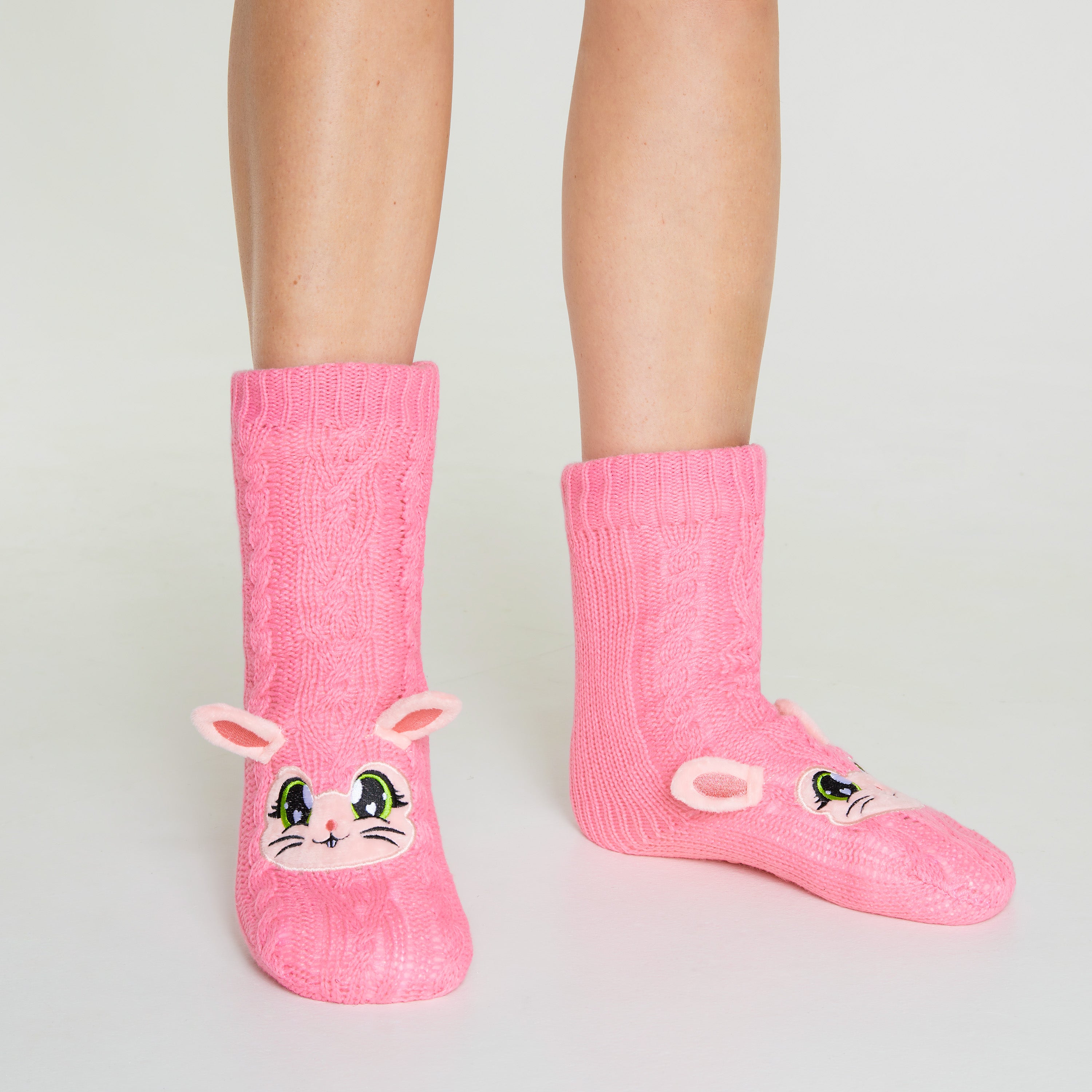 CityComfort Fluffy Socks for Women - PINK BUNNY - Get Trend