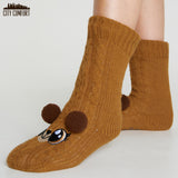 CityComfort Fluffy Socks for Women - BROWN BEAR - Get Trend