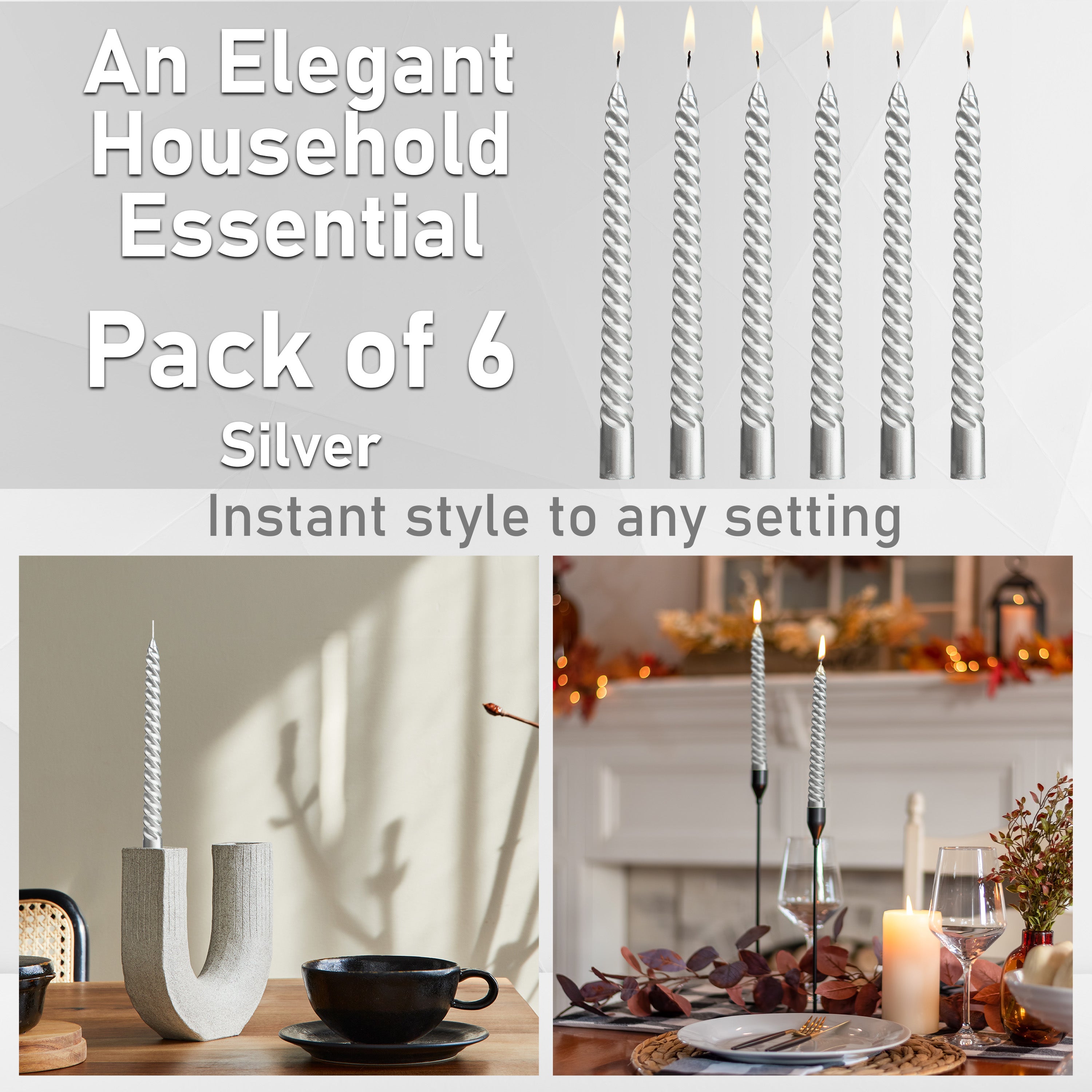 Dinner Candles - Pack of 6 Twisted Candles - Get Trend