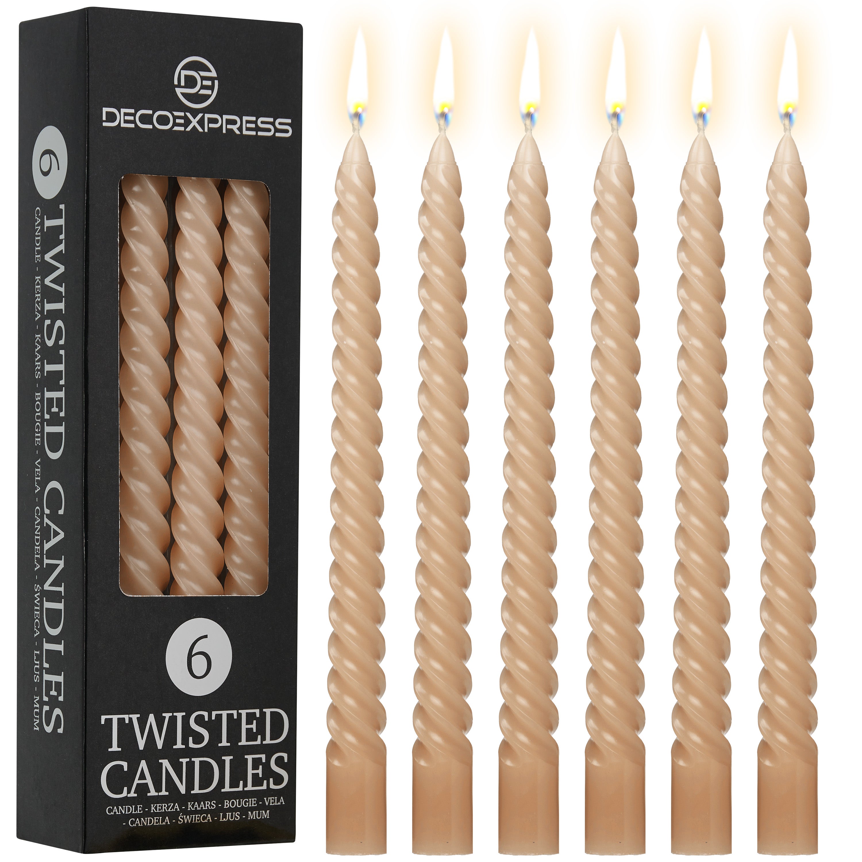 Dinner Candles - Pack of 6 Twisted Candles