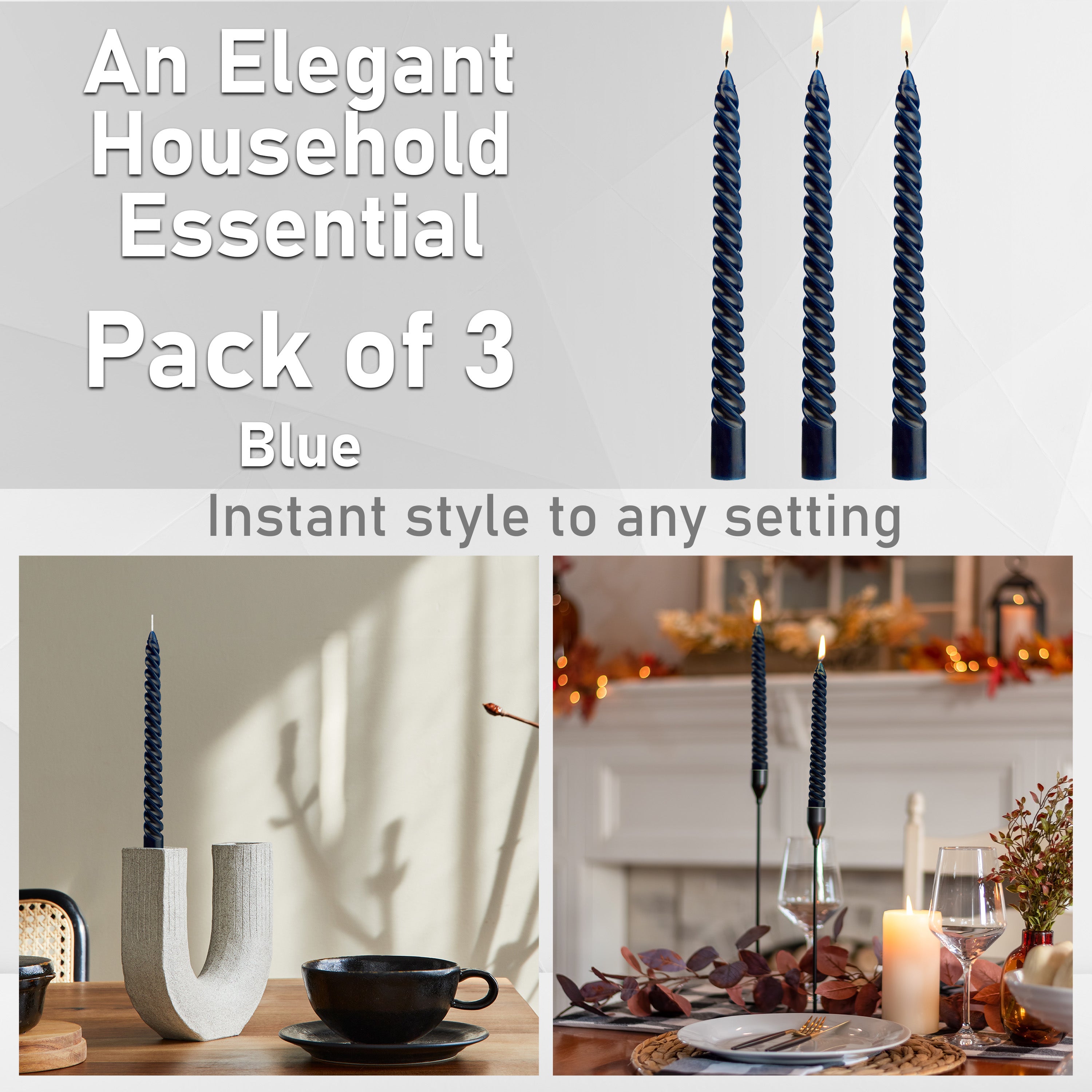 Dinner Candles - Pack of 3 Twisted Candles - Get Trend