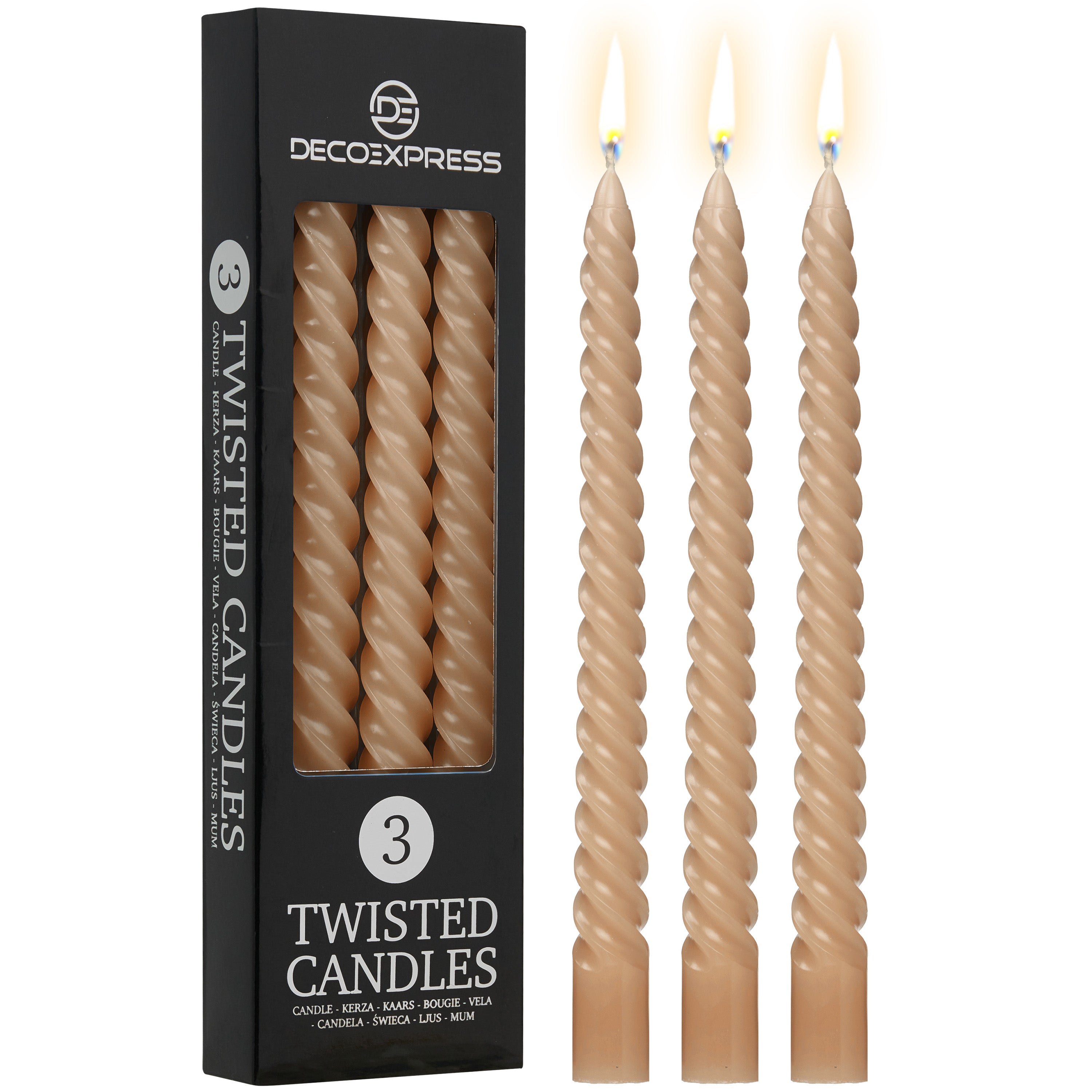 Dinner Candles - Pack of 3 Twisted Candles