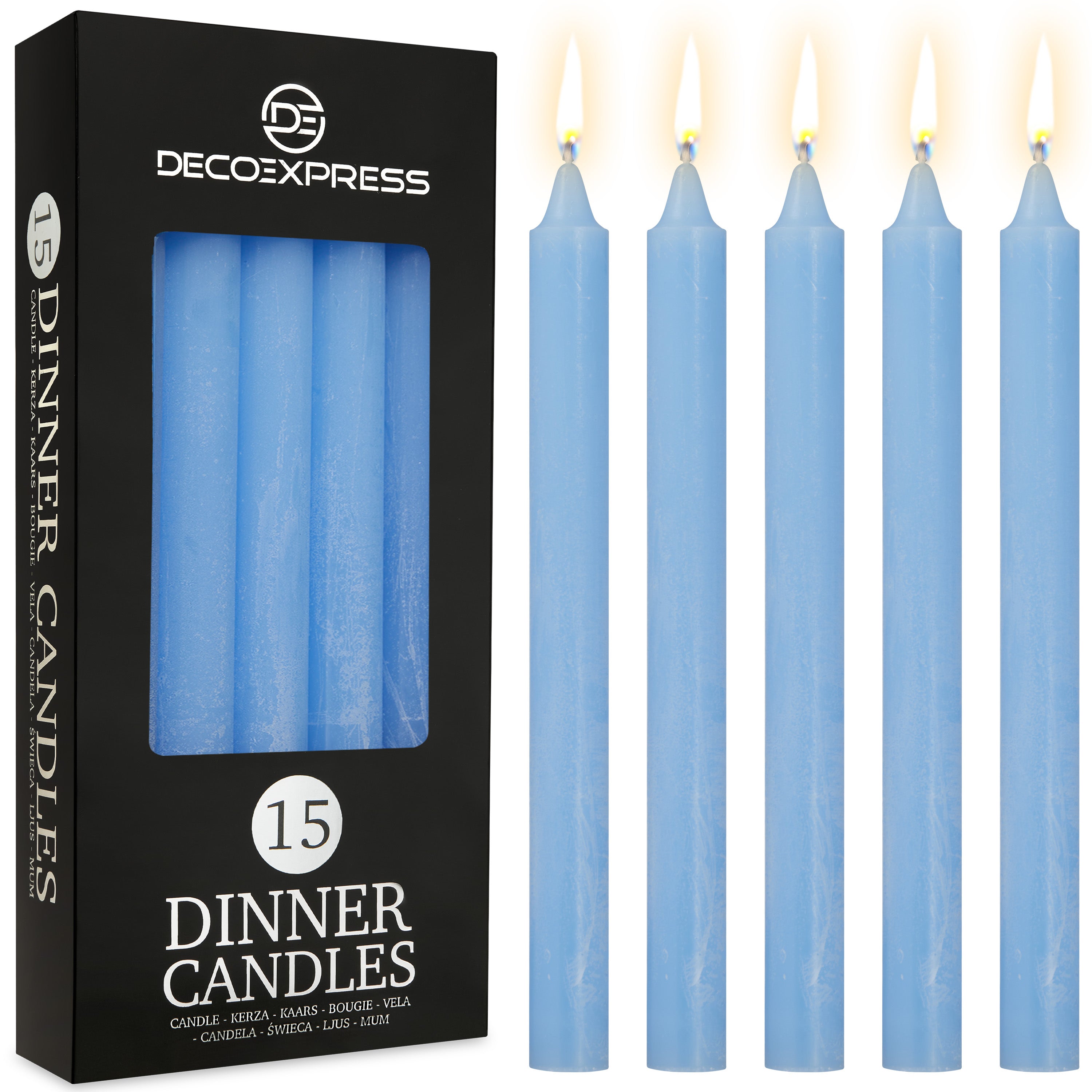 DECO EXPRESS Tapered Candle Set of 15 Dripless Metallic Unscented 9H Burn Time