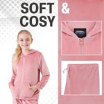 CityComfort Girls Tracksuit Set, 2 Piece Velour Hoodie and Tracksuit Bottoms Lounge Set - Get Trend