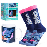 Disney Stitch Mug and Socks Gift Set for Women Calf Socks and Mug Stitch Gifts (Navy)