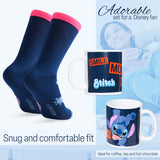 Disney Stitch Mug and Socks Gift Set for Women Calf Socks and Mug Stitch Gifts (Navy)