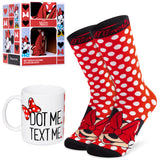 Disney Minnie Mouse Mug and Socks Gift Set for Women Calf Socks and Mug (Red)