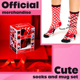 Disney Minnie Mouse Mug and Socks Gift Set for Women Calf Socks and Mug (Red)