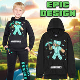 Minecraft Boys Tracksuit Set Comfy Loungewear Activewear - Gaming Gifts for Boys