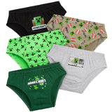 Minecraft Boys Briefs, Soft Breathable Stretchy Pants Pack of 5 Cotton Boys Underwear