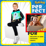 Pokemon Boys Hoodie with Cuffed Sleeves, Kangaroo Pocket - Black/Green Squirtle - Get Trend