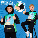 Pokemon Boys Hoodie with Cuffed Sleeves, Kangaroo Pocket - Black/Green Squirtle - Get Trend