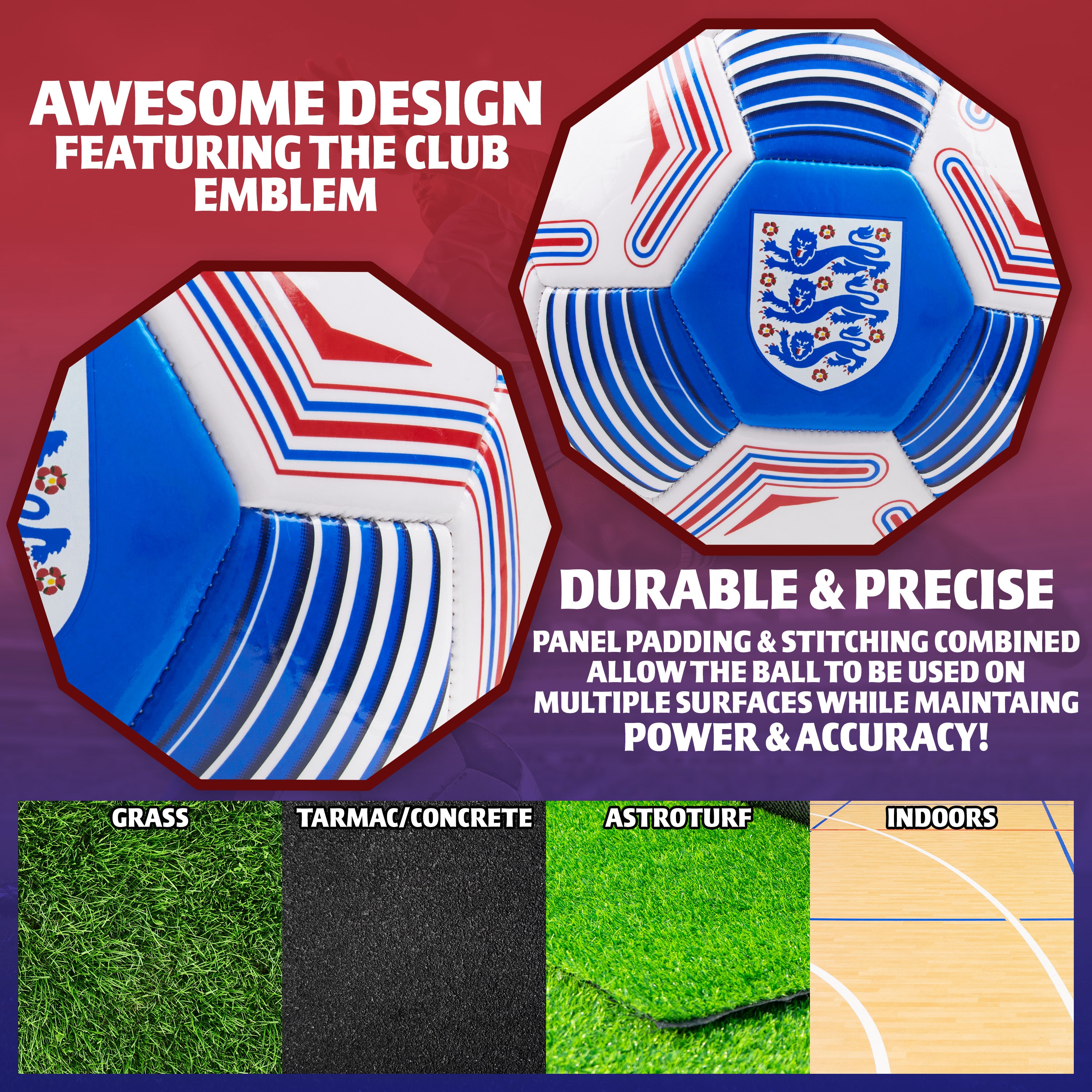 England FA Football - Soccer Ball for Adults & Teenagers - Size 3 - Get Trend